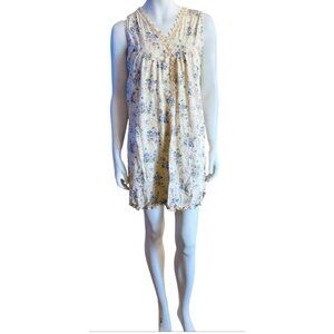 Cottage Core Creme Colored Babydoll Sleeveless Nightgown Crocheted Lace Detail